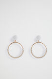 Beaded Circle Earrings  White  hi-res