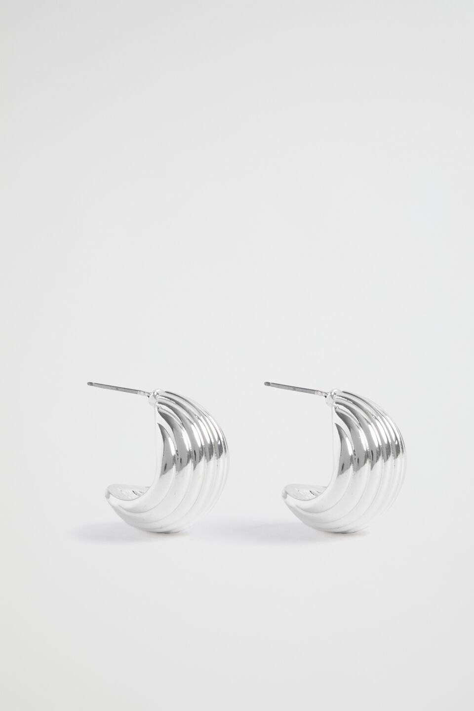 Ribbed Drop Earring  Silver