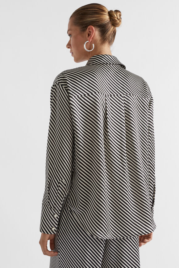 Diagonal Stripe Shirt  Black Stripe  hi-res