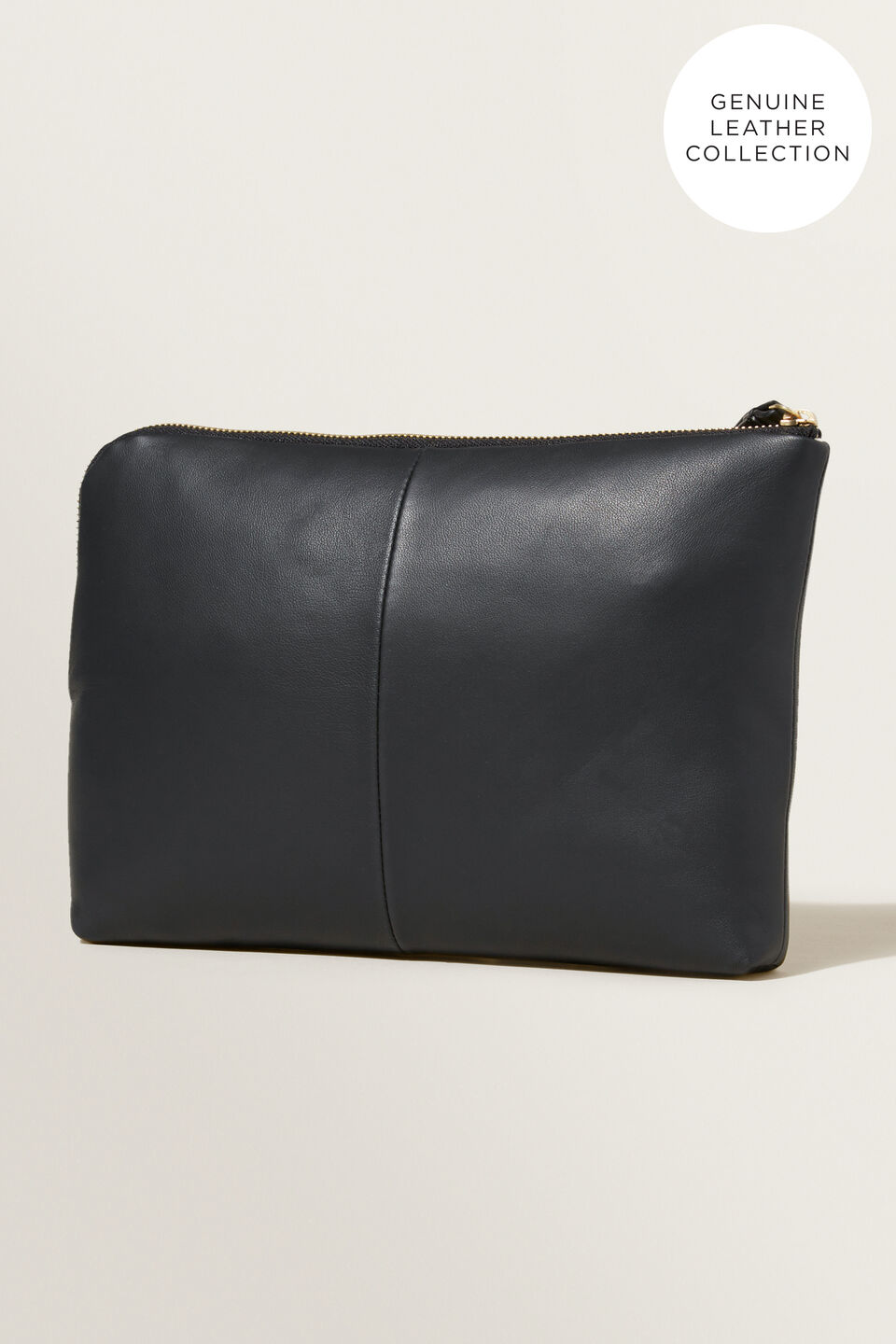 Large Leather Pouch  Black