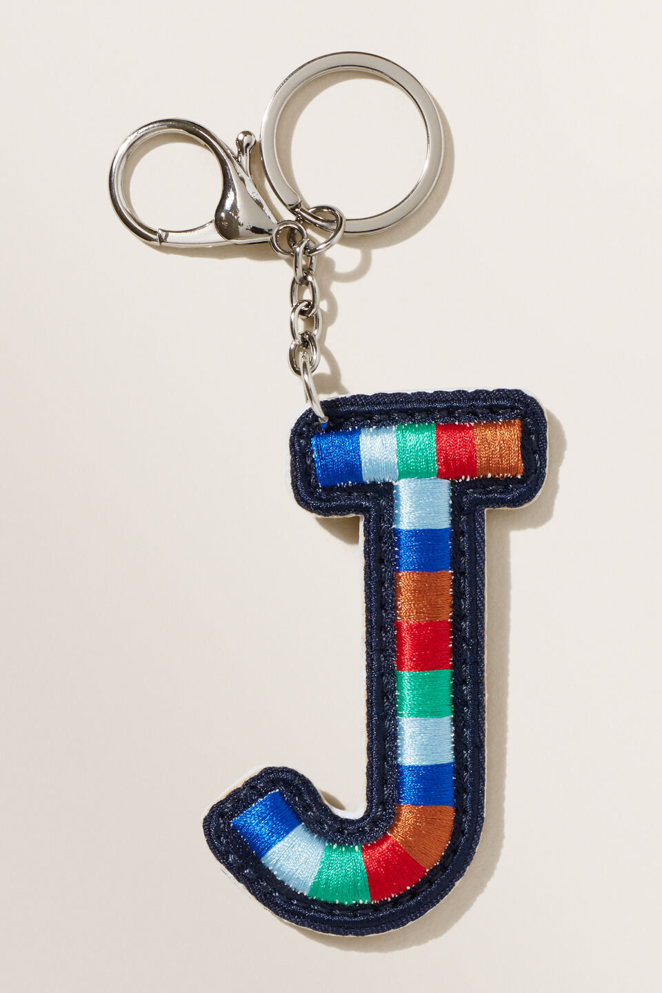 Embroidered Initial Keyring  J