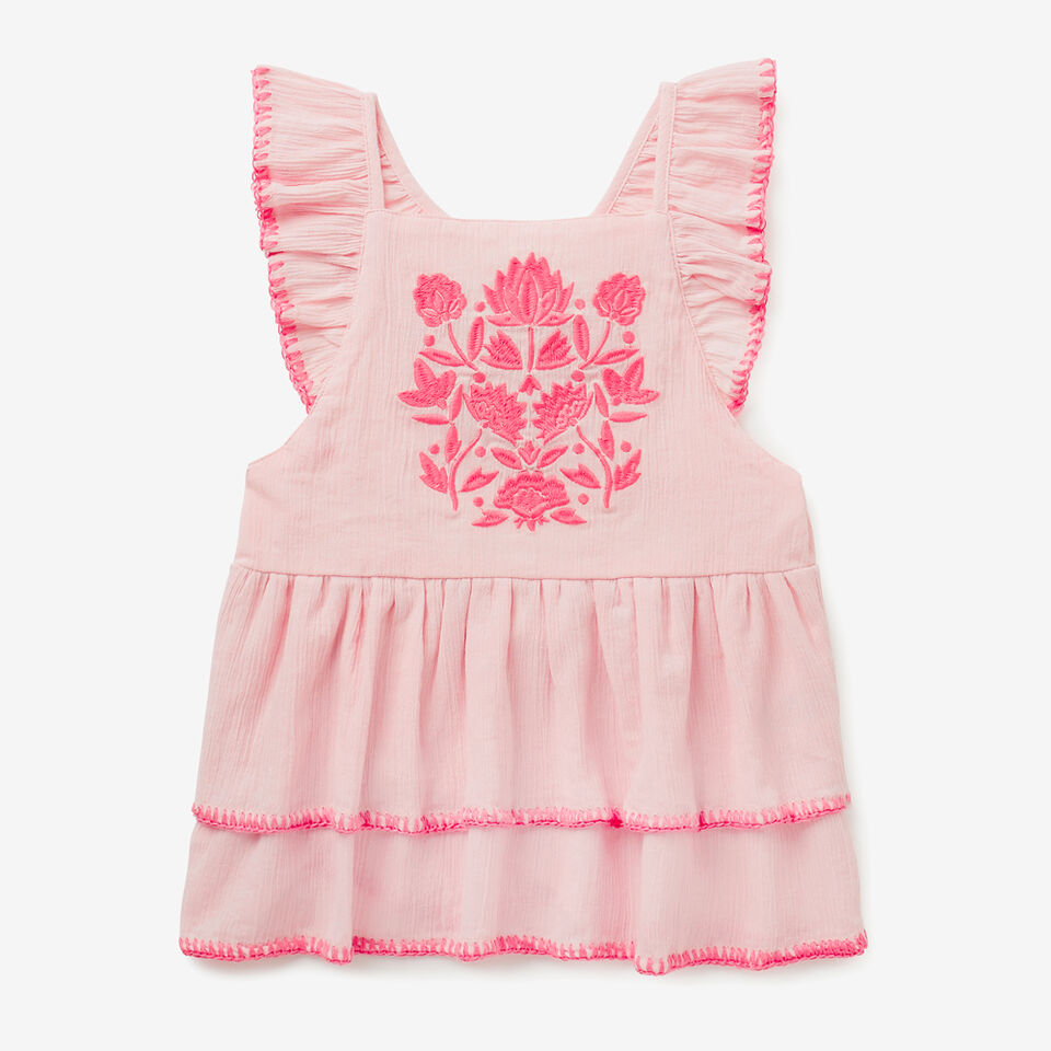 Embroidered Frill Cross Back Top  