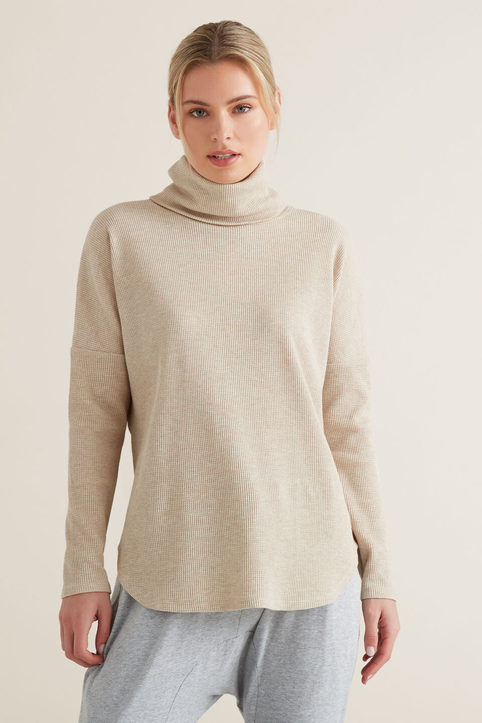 Roll Neck Waffle Top  