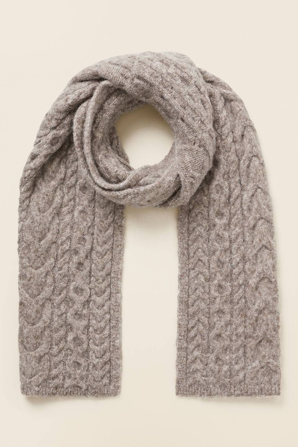 Cable Stitch Knitted Scarf  Pewter Marle