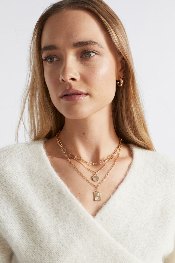 Layered Beam Necklace  Gold  hi-res