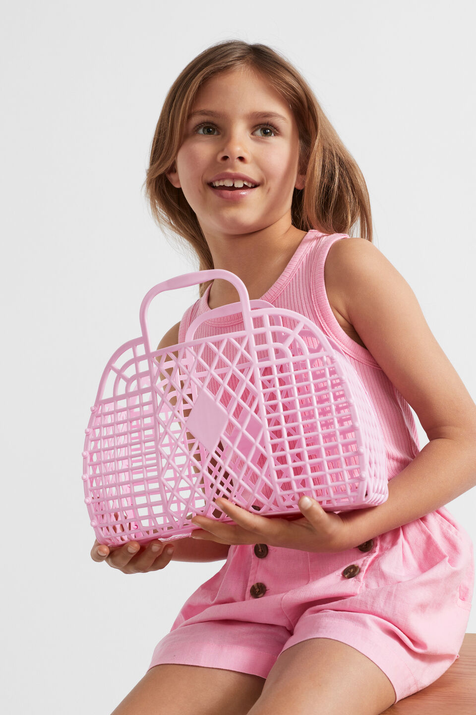 Retro Small Basket  Bubblegum