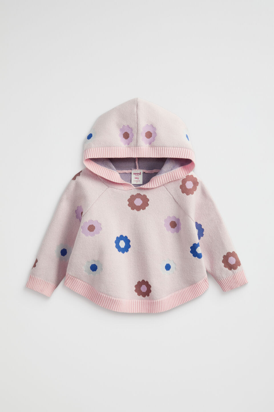 Floral Knit Poncho  Dusty Rose
