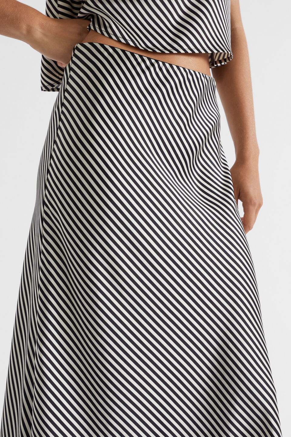 Diagonal Stripe Skirt  Black Stripe
