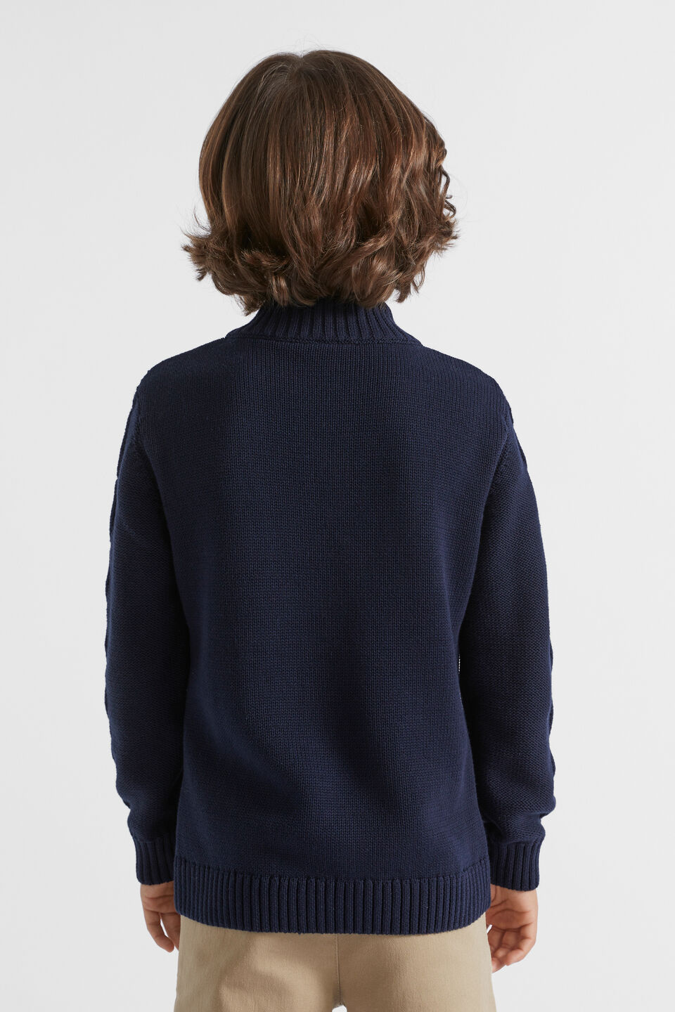 Button Cable Knit  Midnight Blue
