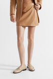 Leather Mini Wrap Skirt  Fudge  hi-res