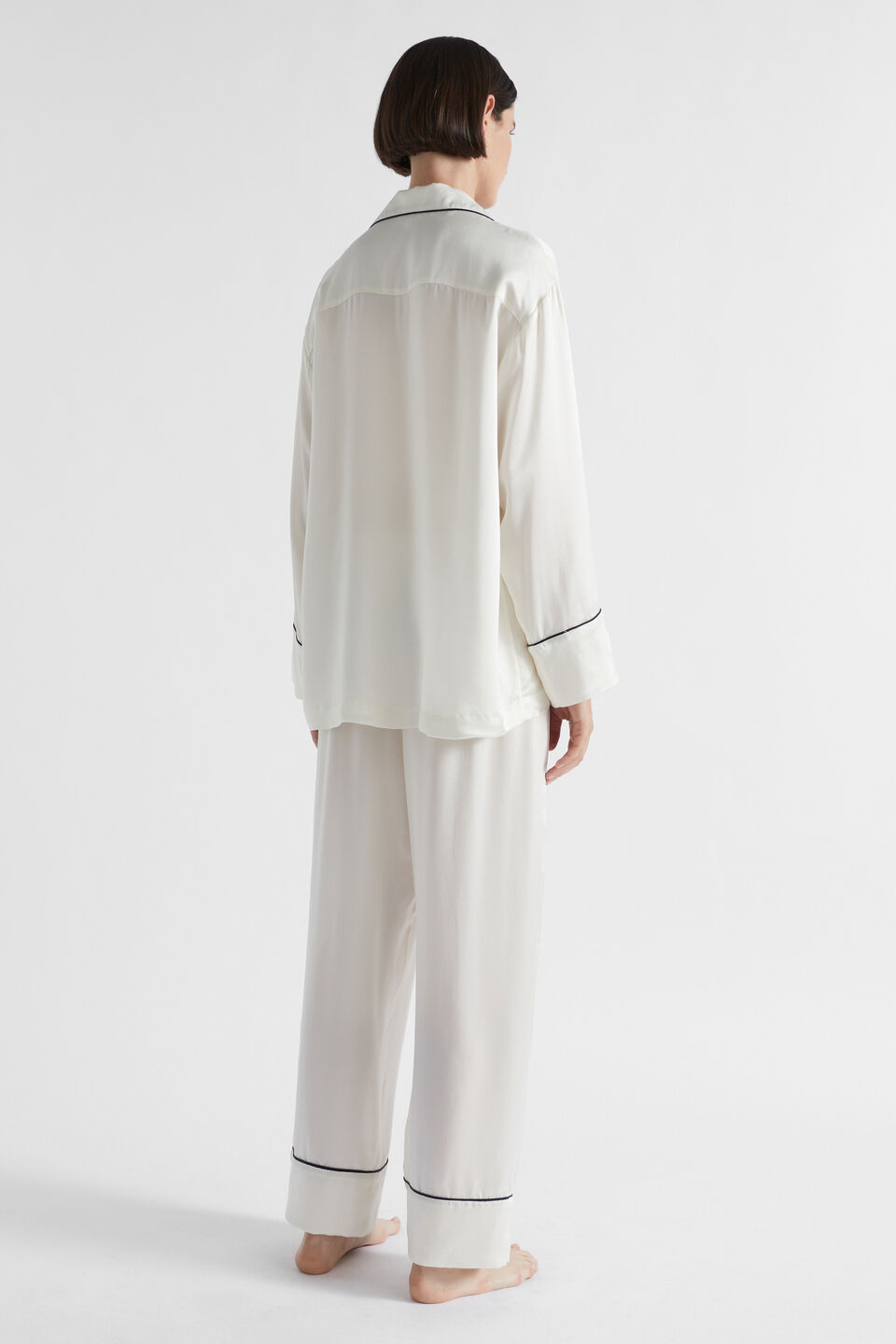 Silk Long Sleeve Pyjama Set  Cloud Cream