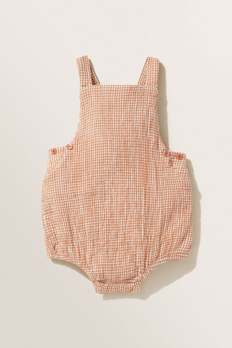 Gingham Romper  Faded Clay