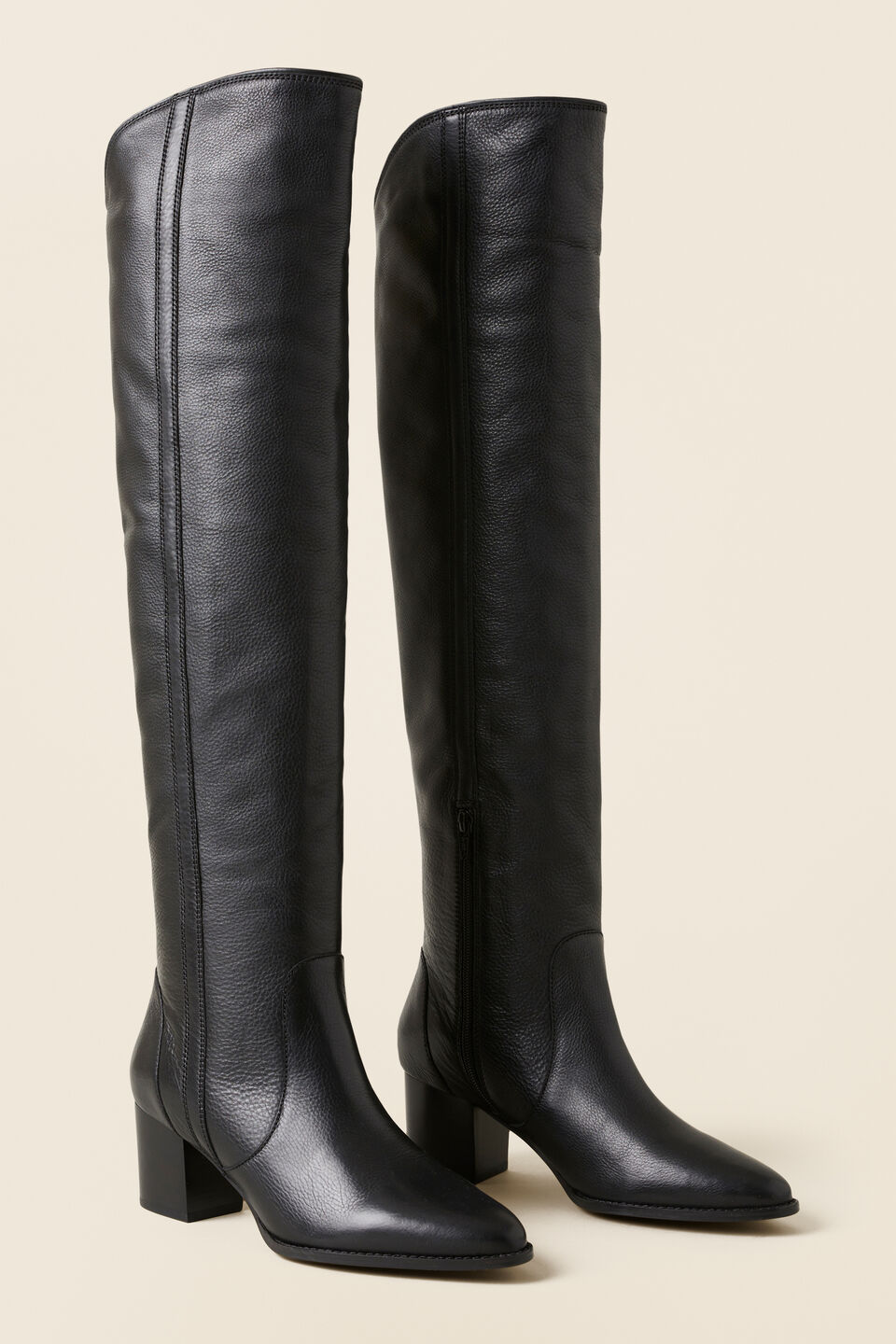 Sienna Leather Knee High Boot  Black
