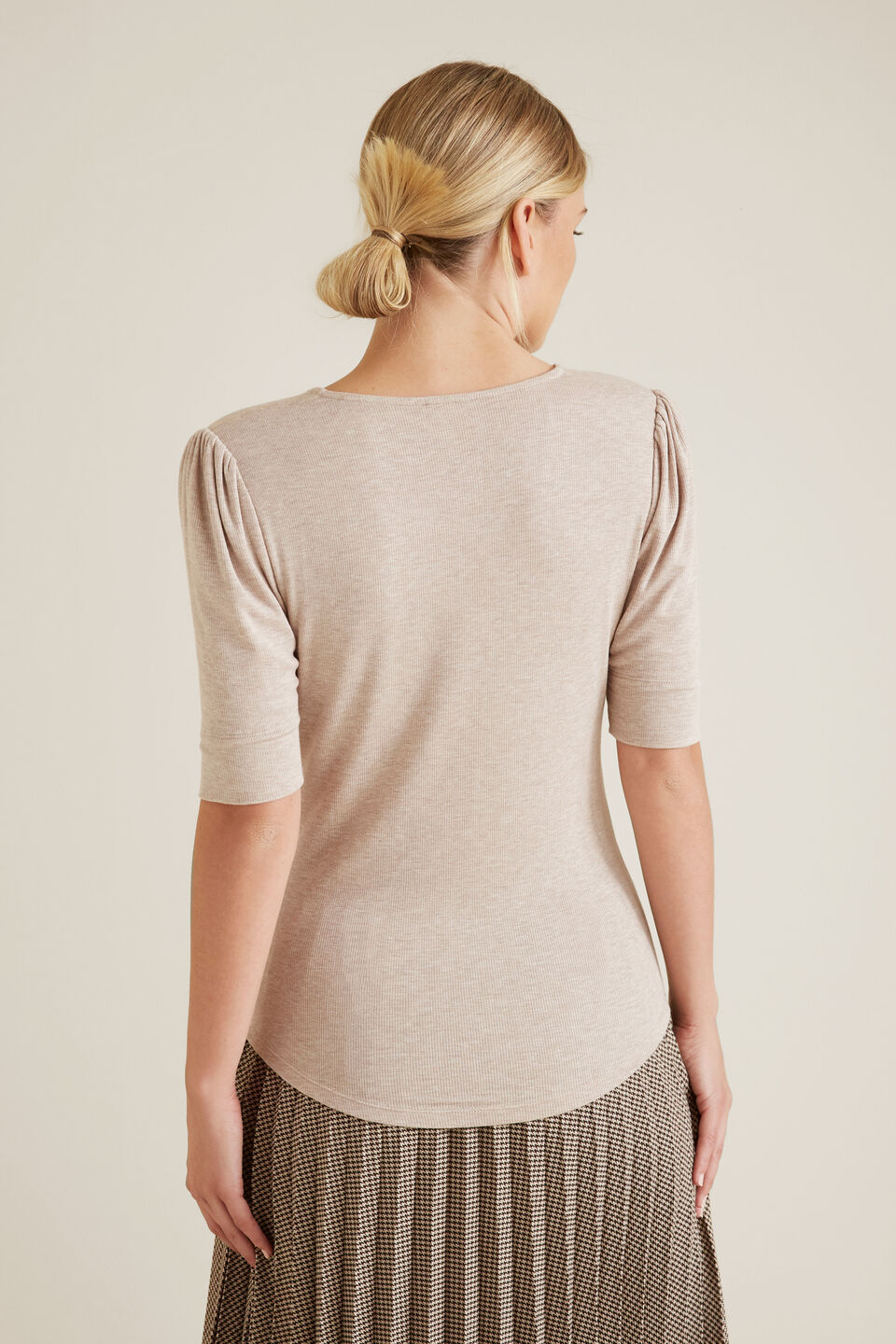 V Neck Fitted Rib Top  