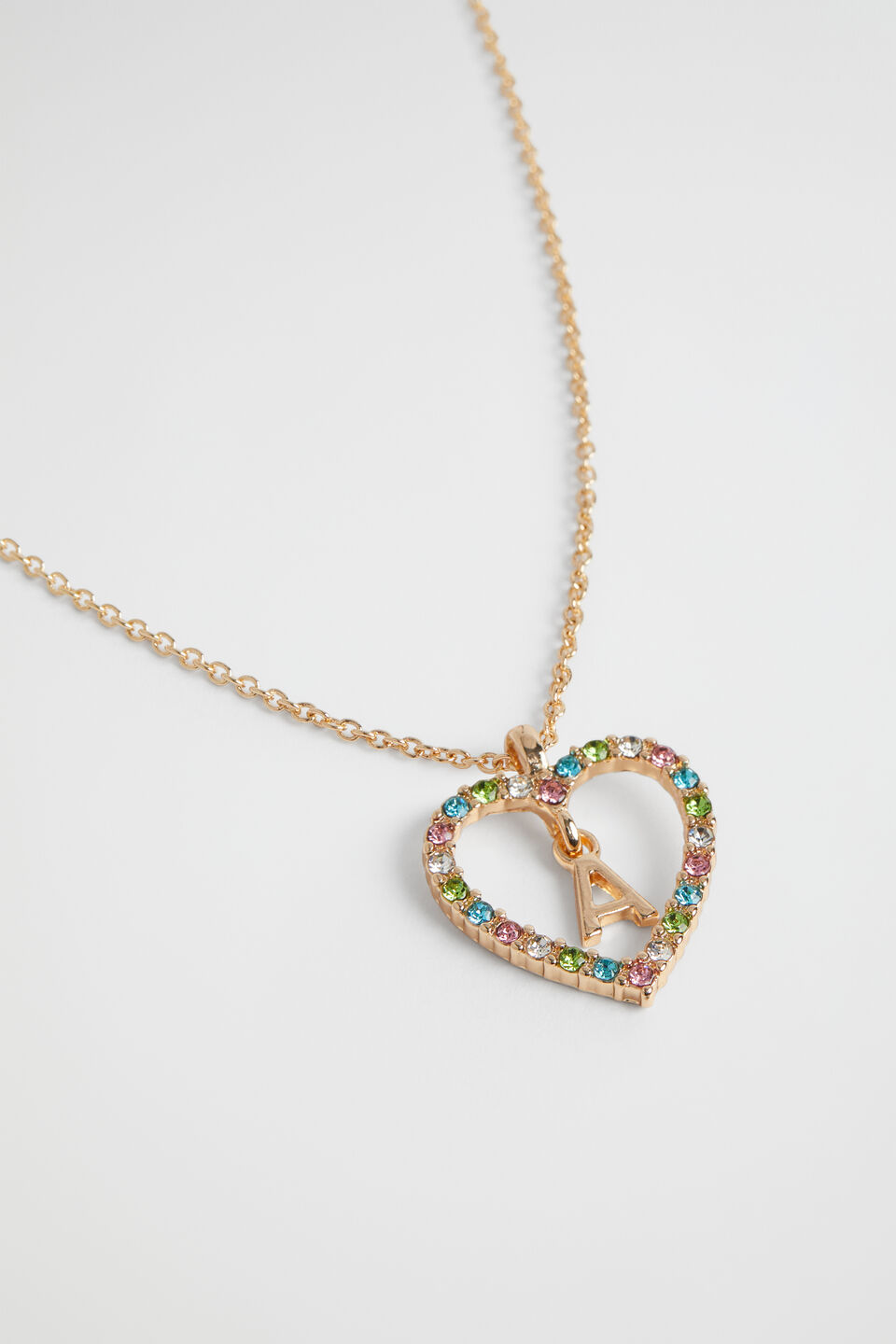 Rainbow Heart Initial Necklace  A