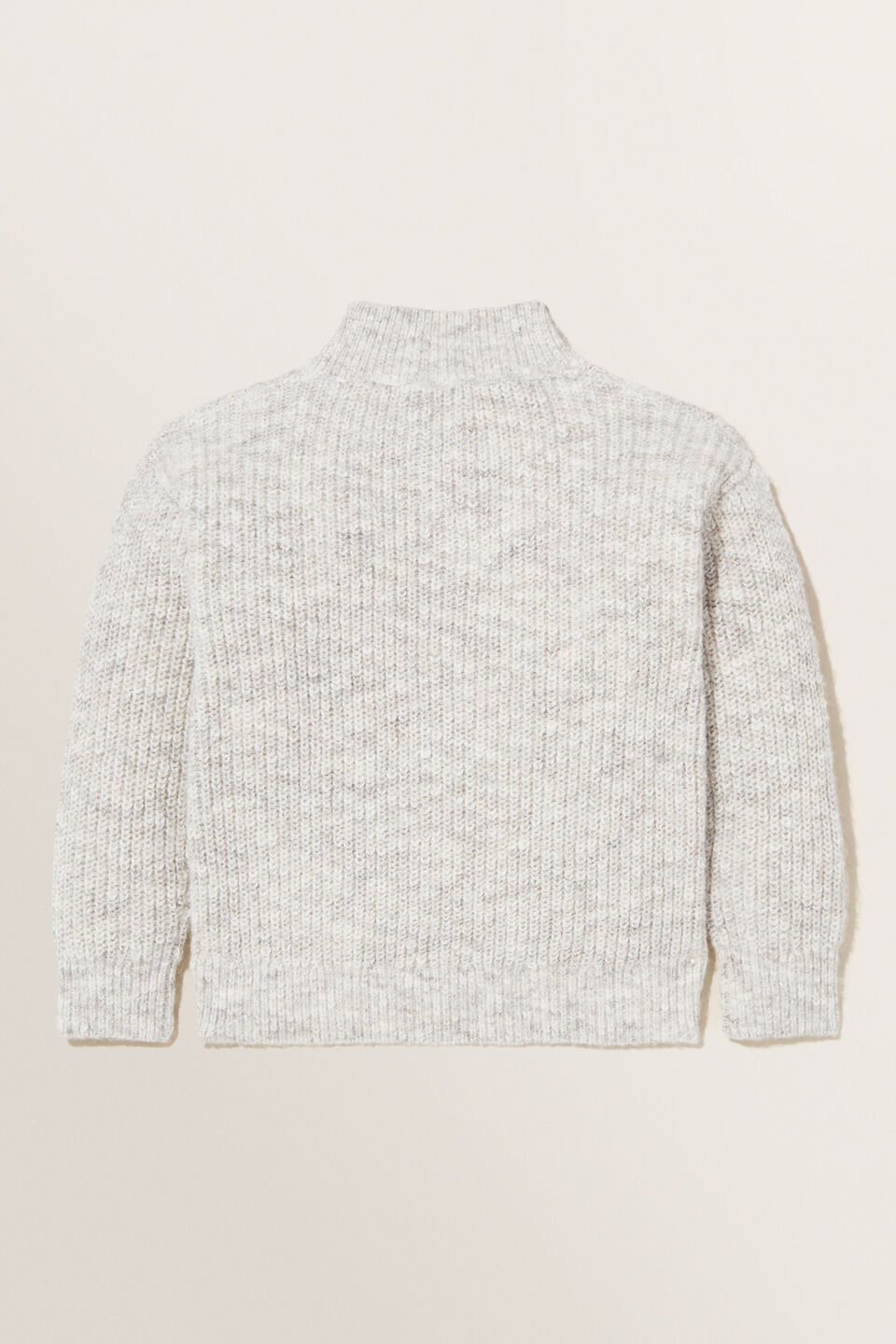 Zip Collar Knit Sweater  Oat Marle