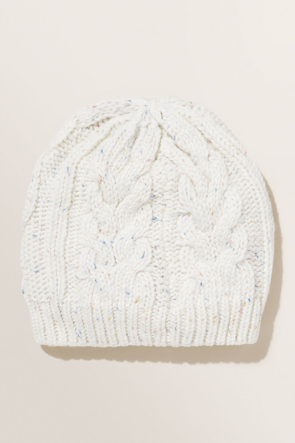 Cable Knit Beanie  French Vanilla Fleck