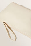 Leather Fold Detail Pouch  Stone  hi-res