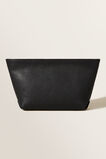 Leather Fold Detail Pouch  Black  hi-res