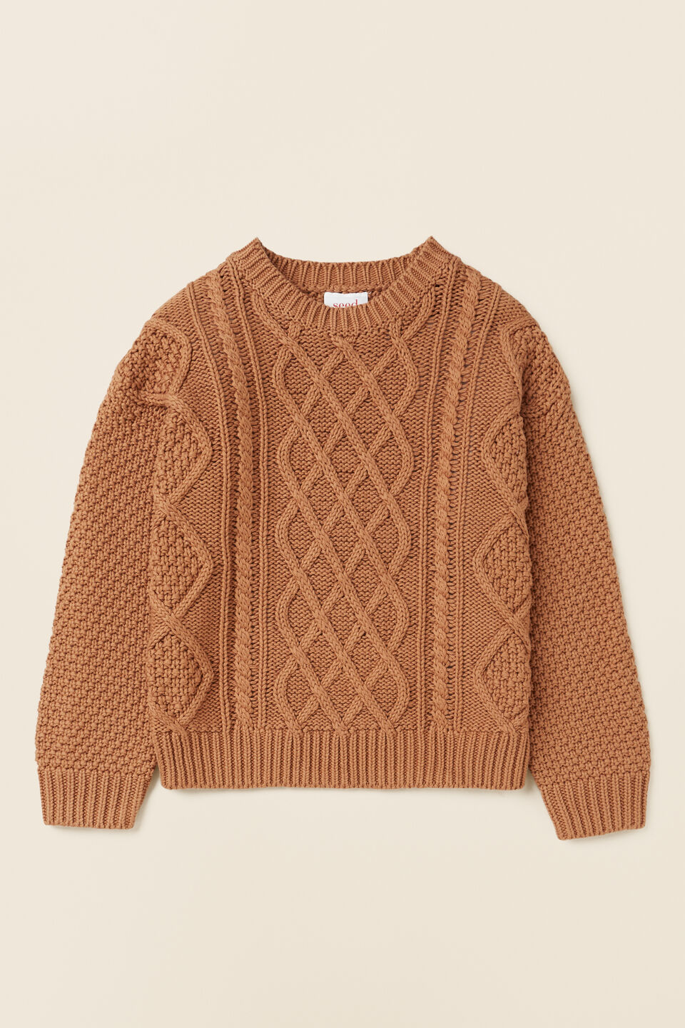 Crop Cable Sweater  Caramel