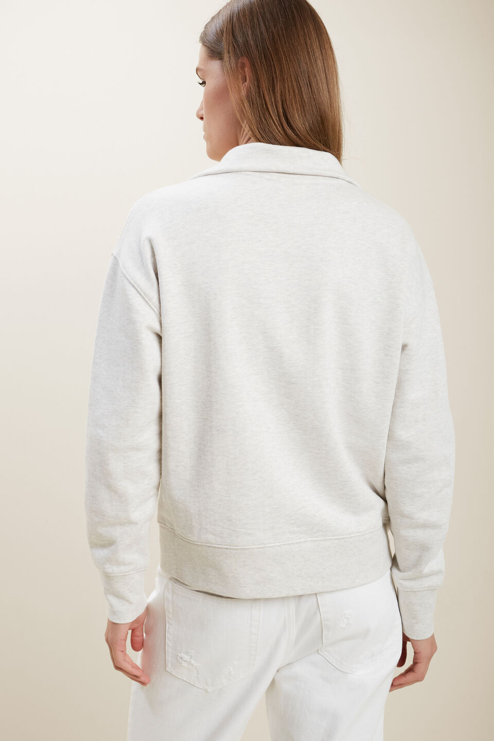 Collared Marle Sweat  Butter Marle
