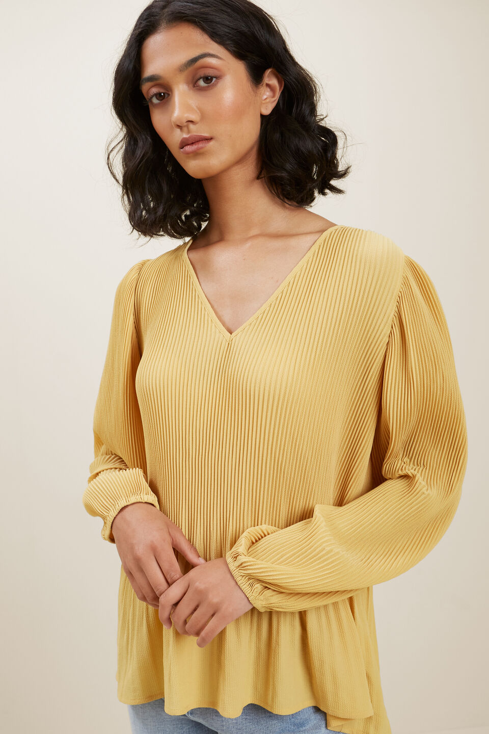 Textured Pleat Blouse  Tuscan Clay