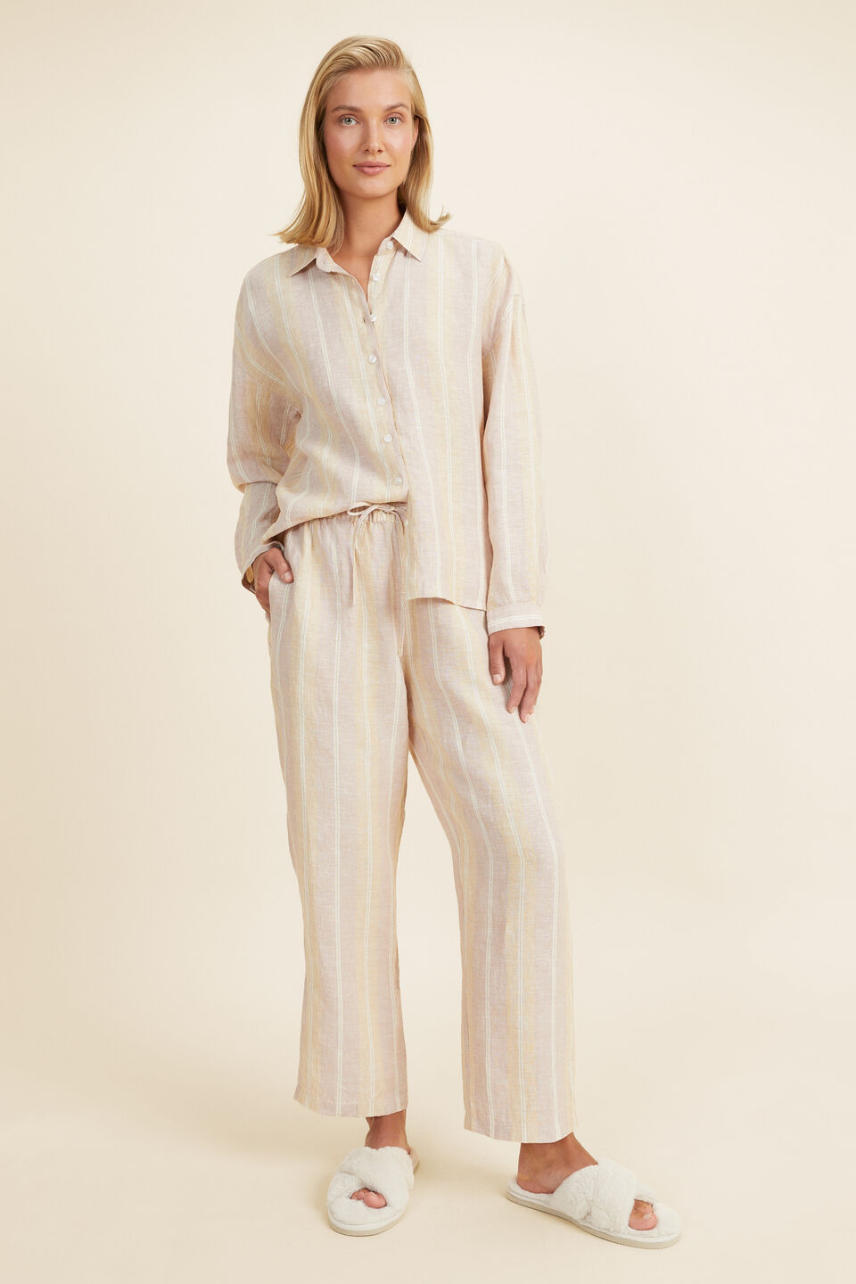 Linen Pyjama Pant  Multi Stripe