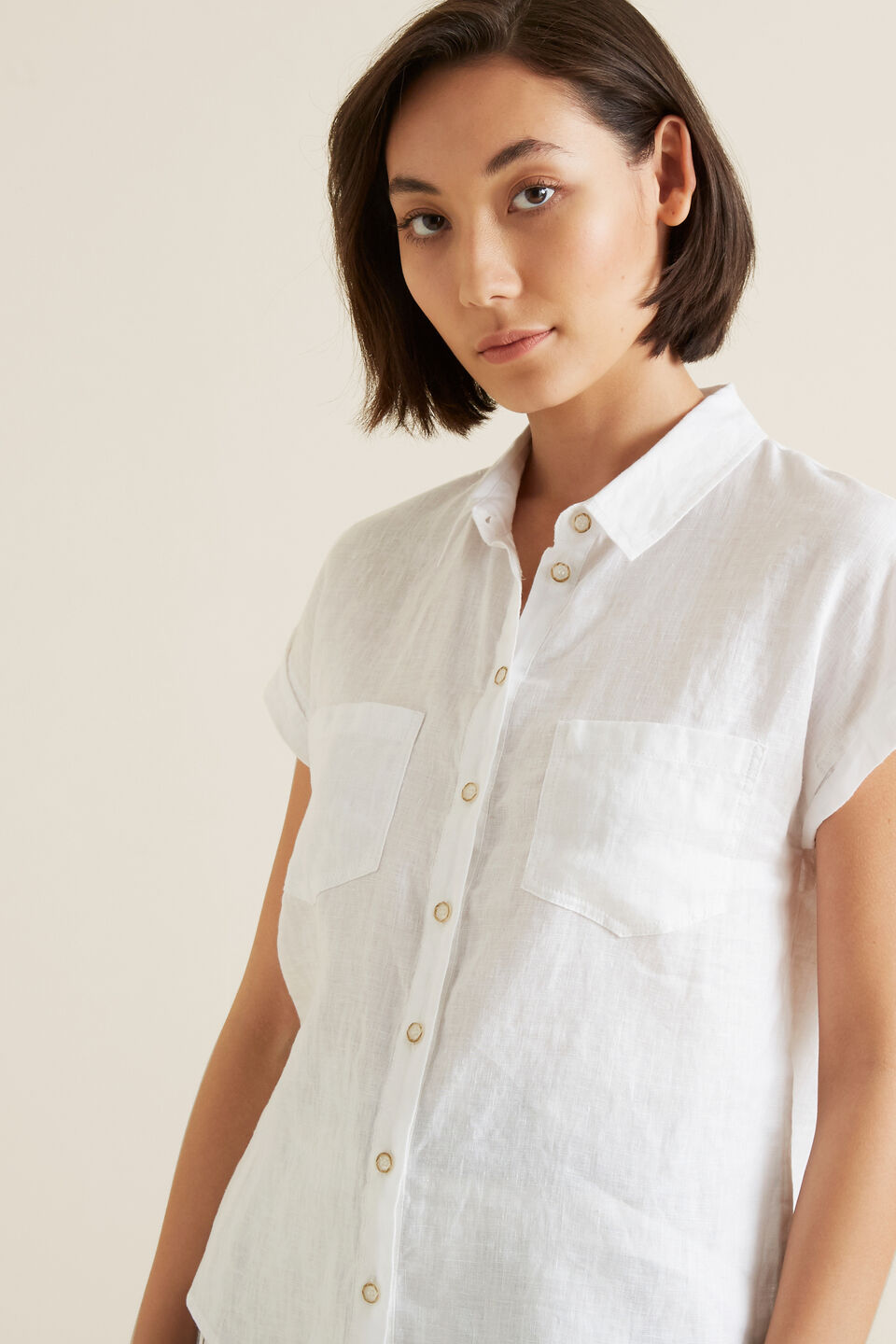 Short Sleeve Linen Shirt  