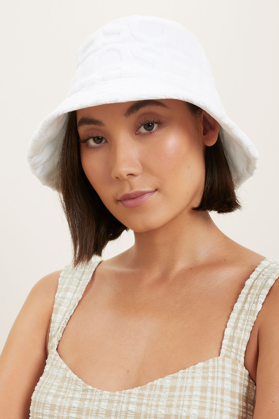 Terry Towelling Bucket Hat  White