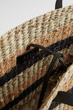 Textured Stripe Straw Tote  Natural Black  hi-res