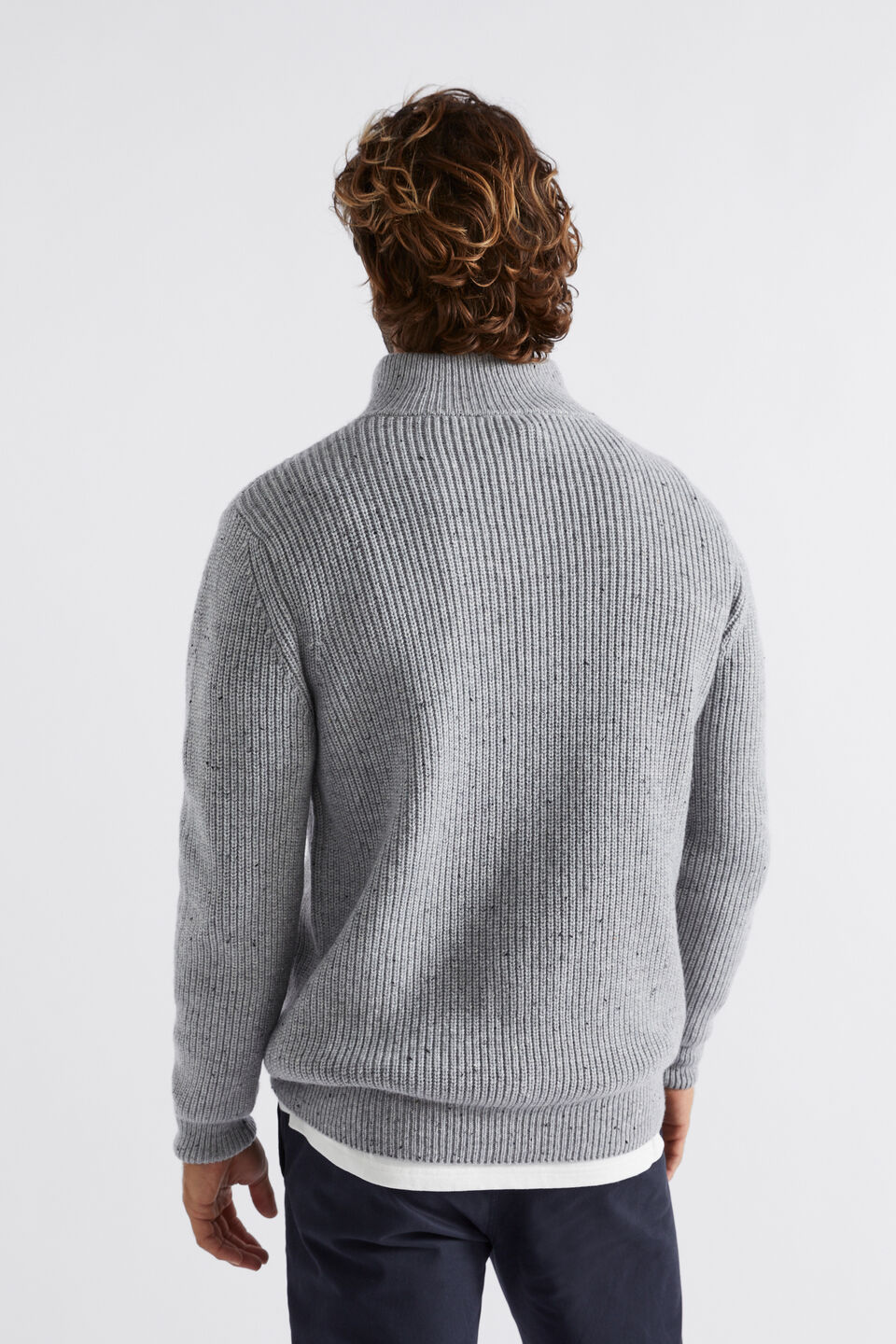 Zip Knit Sweater  Grey Marle