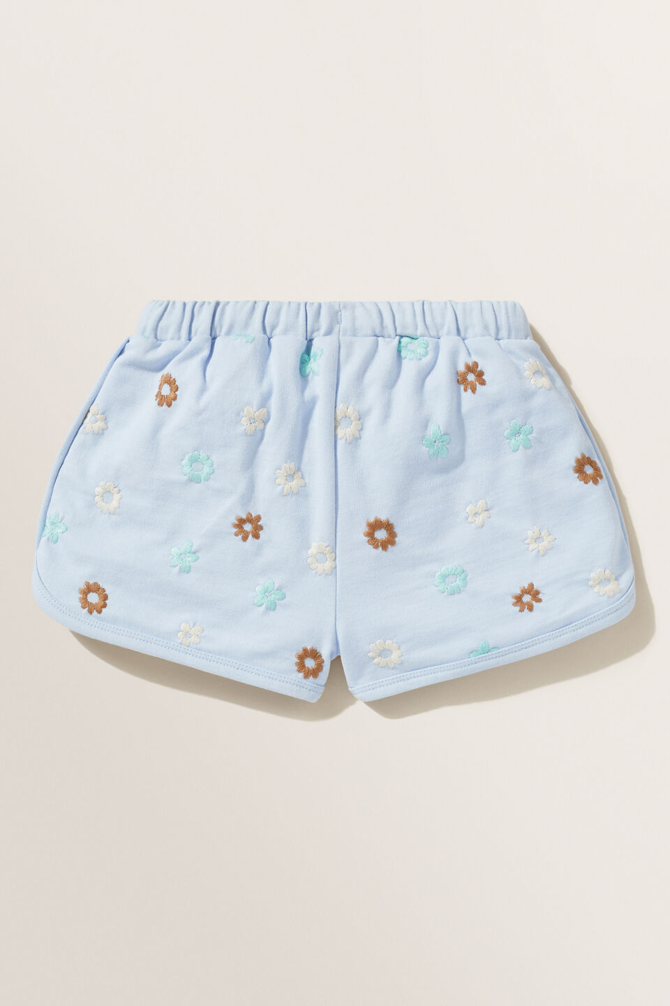 Embroidered Floral Shorts  Baby Blue