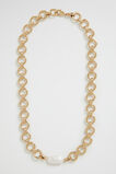 Circle Link Pearl Necklace  Gold  hi-res