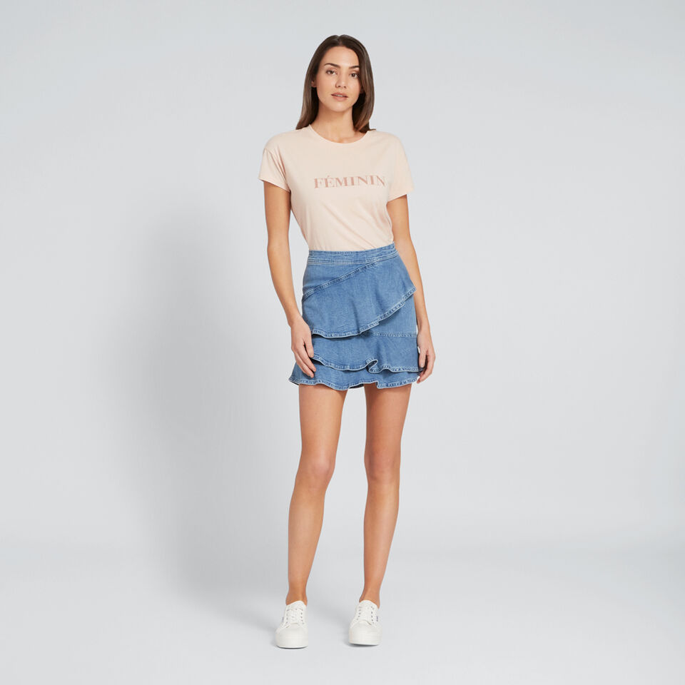 Asymmetric Denim Skirt  