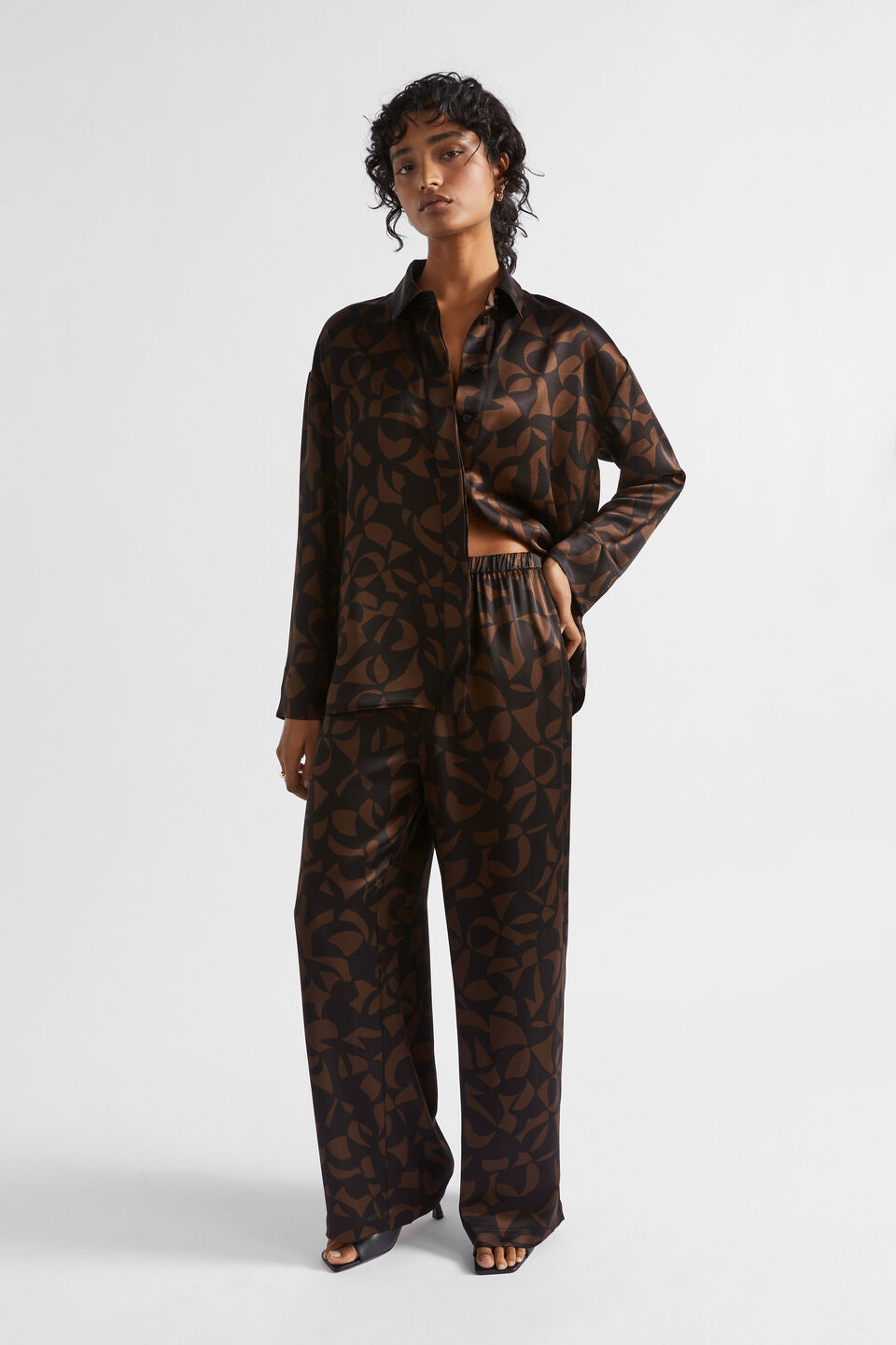 Abstract Wide Leg Pant  Hot Chocolate Abstract