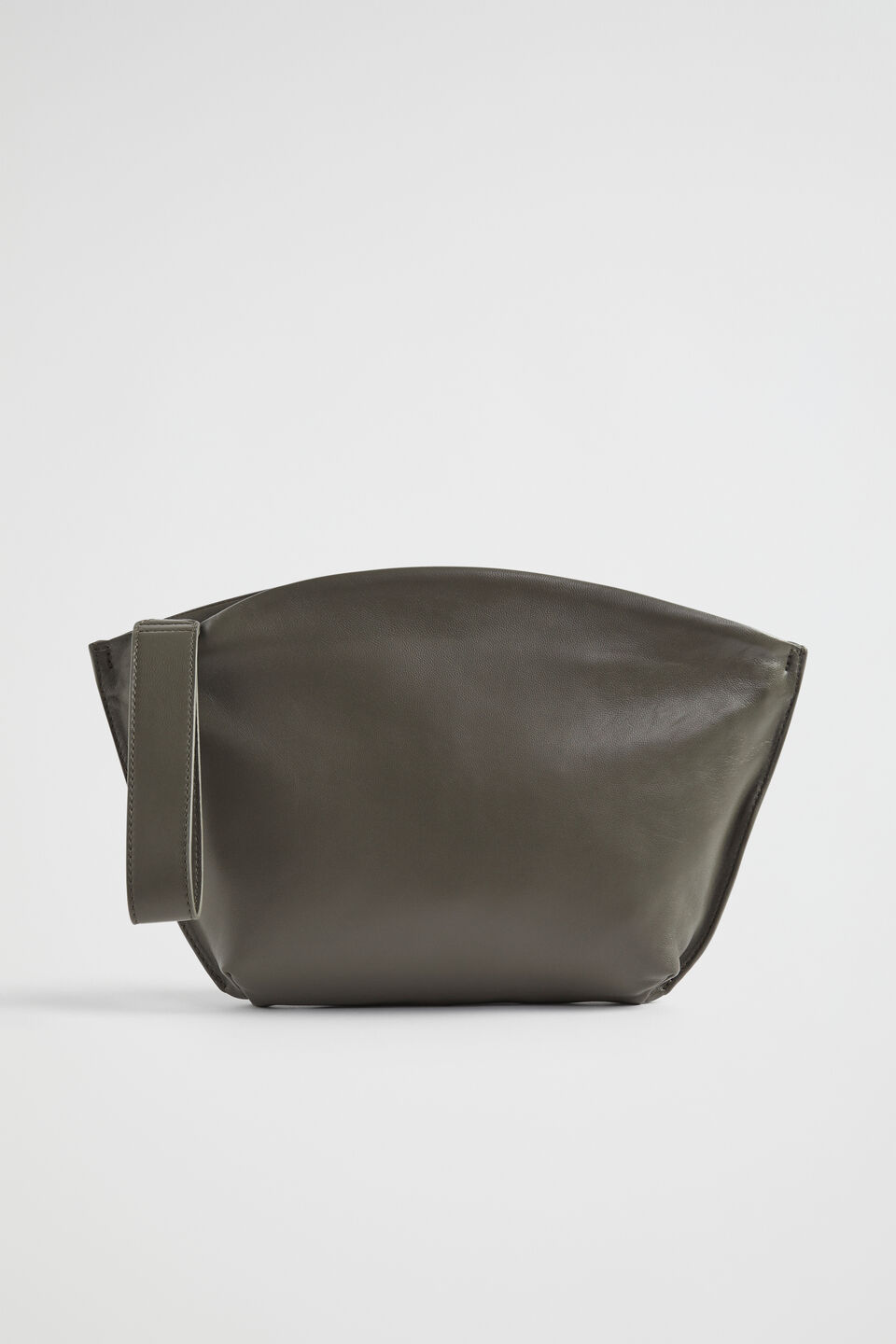 Leather Crescent Clutch  Olive
