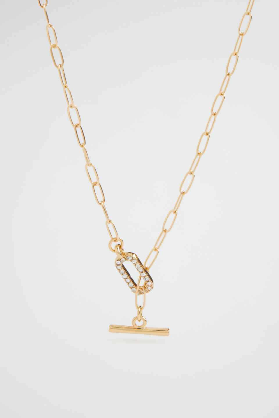 Pave Clasp Necklace  Gold