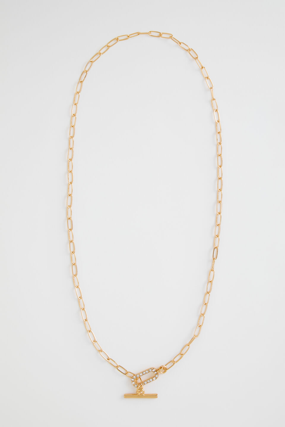 Pave Clasp Necklace  Gold