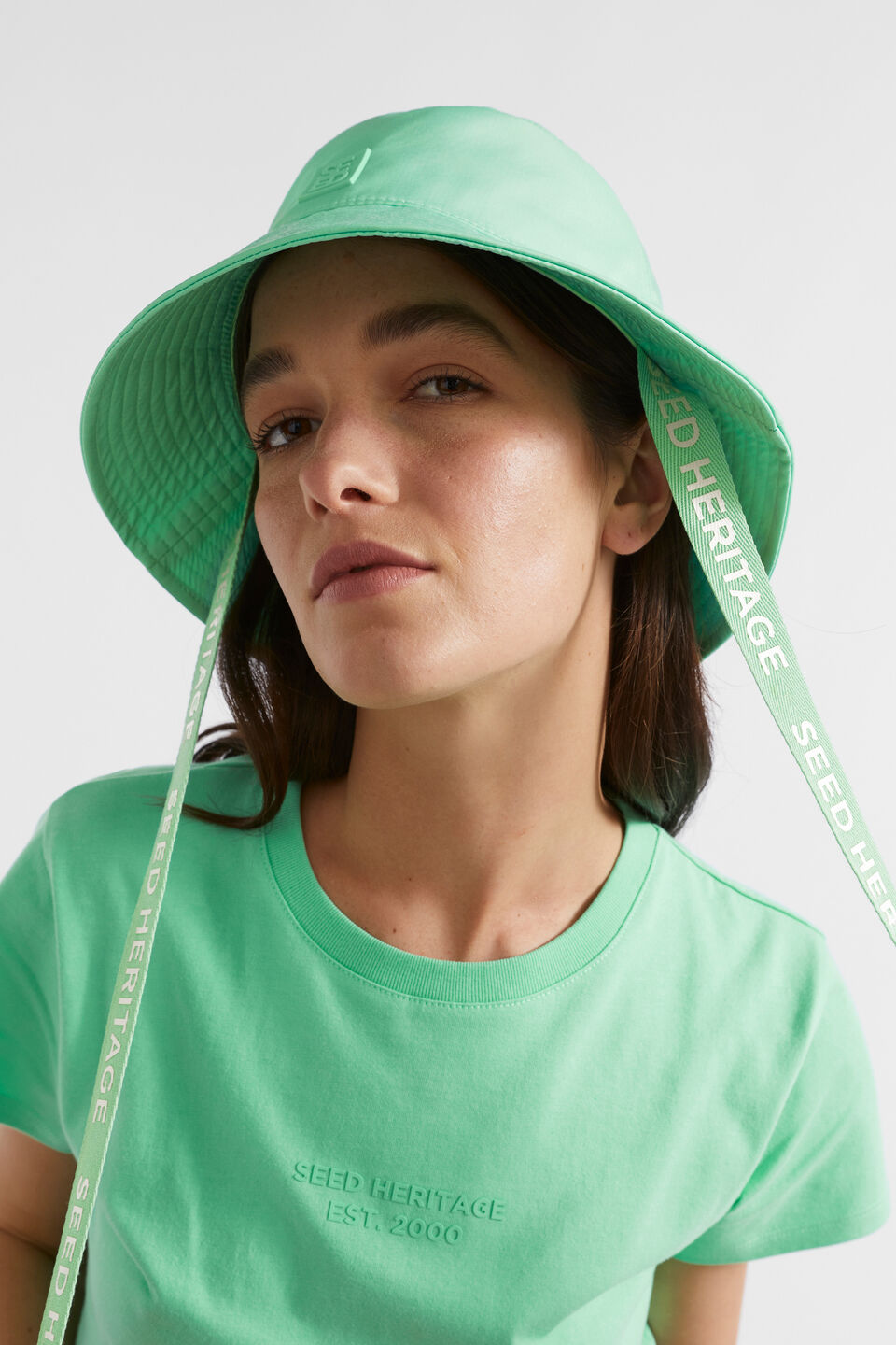 Monochrome Logo Bucket Hat  Key Lime