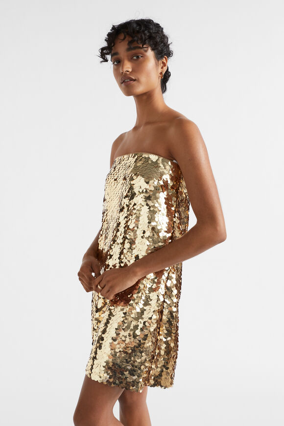 Sequin Mini Dress  Soft Gold  hi-res