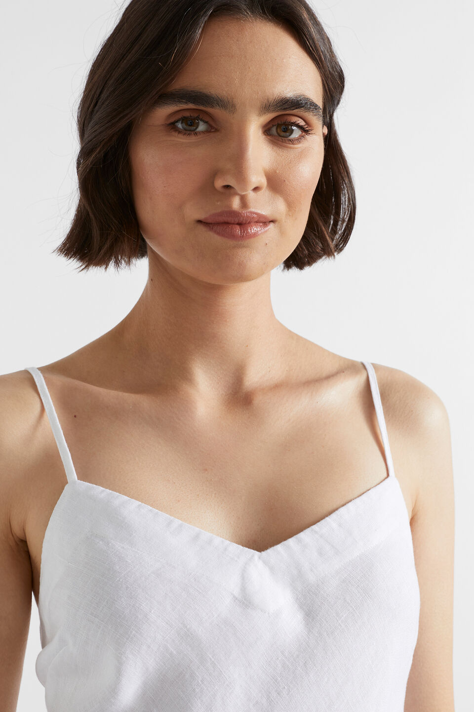 Core Linen Slip Maxi Dress  Whisper White