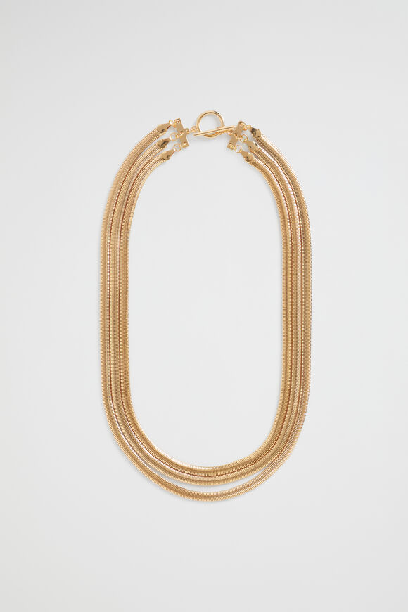 Layered Snake Chain Necklace  Gold  hi-res