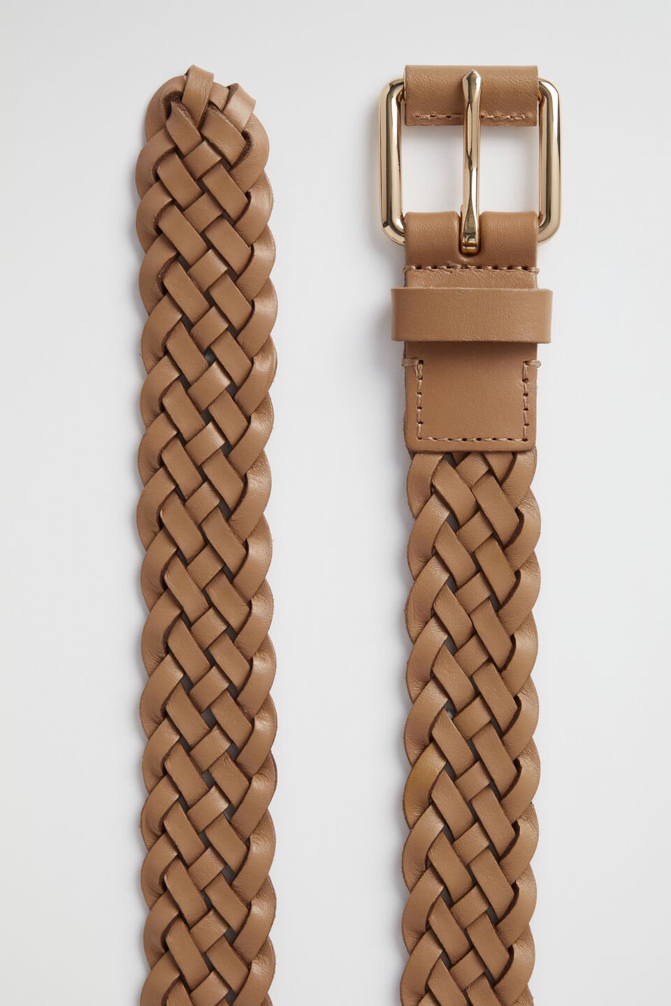 Vanessa Woven Leather Belt  Caramel