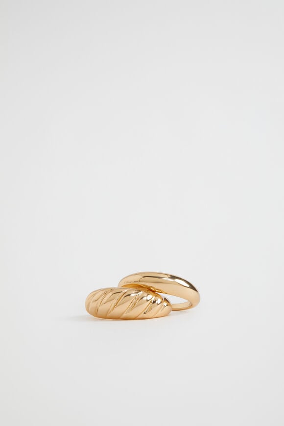 Croissant Dome Ring Set  Gold  hi-res