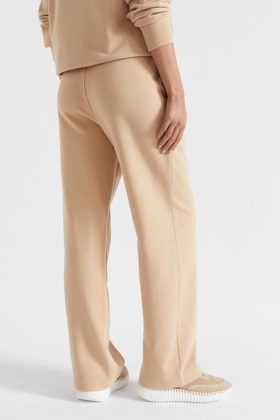 Terry Wide Leg Trackpant  Champagne Beige