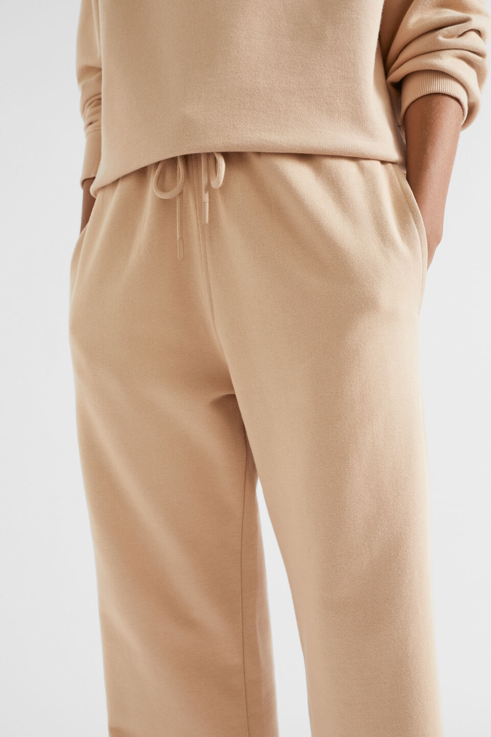 Terry Wide Leg Trackpant  Champagne Beige