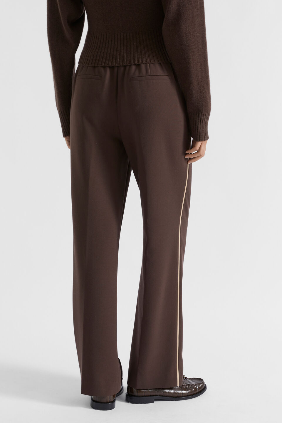 Oakwood Gift Leather Pull On Trouser With Elasticated Waist Taupe