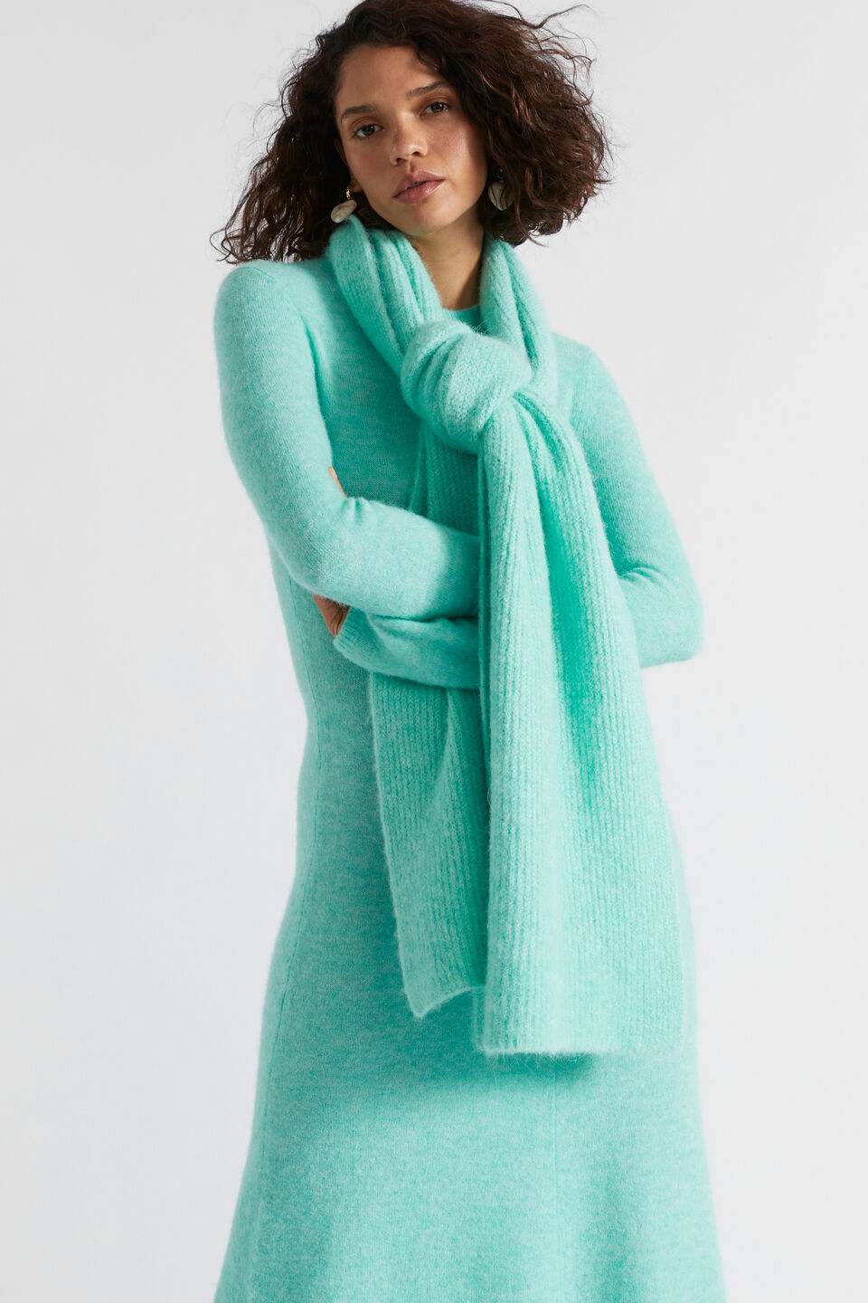 Fluffy Rib Knit Scarf Seed Heritage NZ