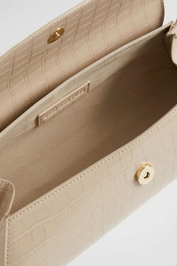 Structured Shoulder Bag  Champagne Beige Croc  hi-res