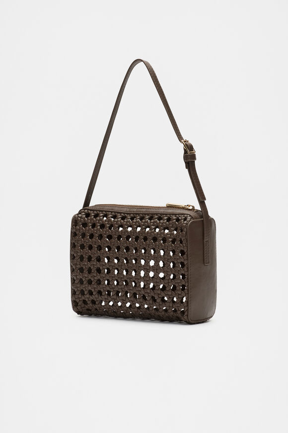 Leather Woven Shoulder Bag  Affogato  hi-res